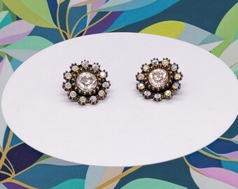 Boucles d'oreilles fantaisie vintage strass, style rétro