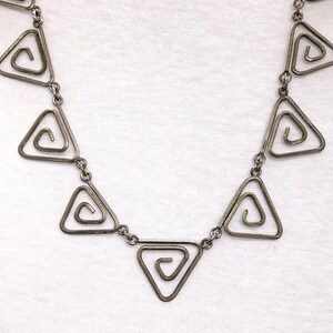 Vintage Art Deco triangular pewter necklace