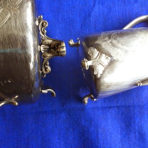 Antiker schwedischer versilberter Milchkännchen und Zuckerbehälter aus dem späten 1800's Bild 4