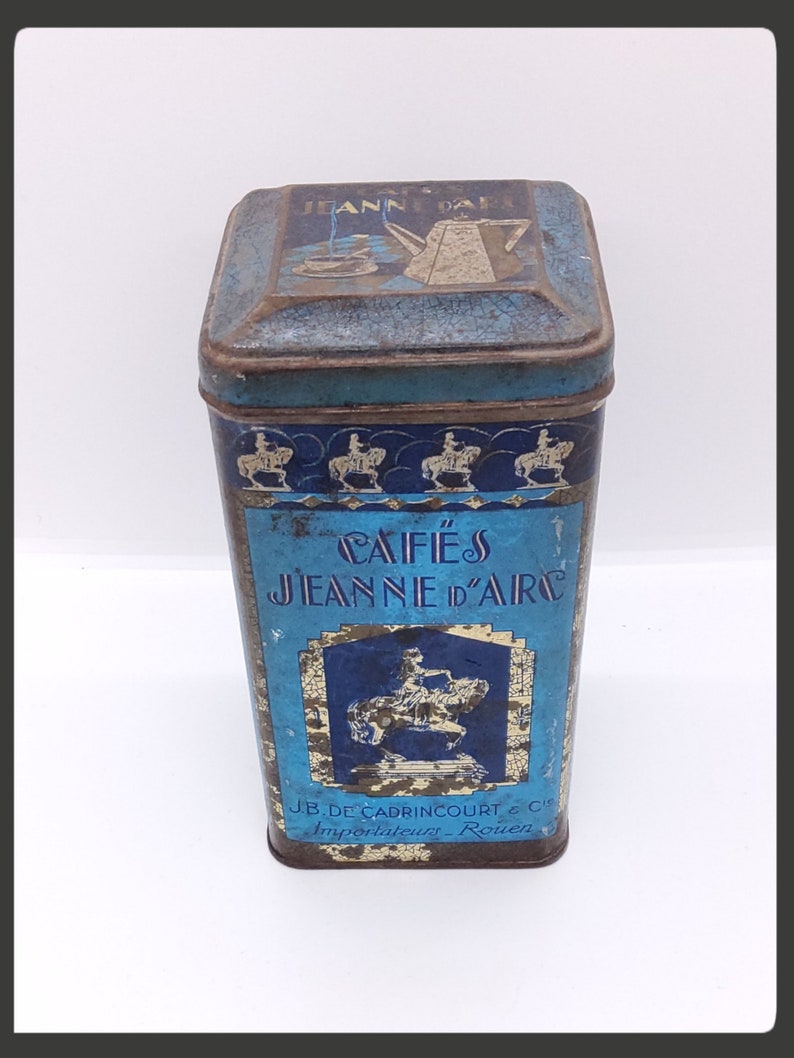 Antique French J.B. De Cadrincourt Cafés Jeanne d'arc advertising tin image 4