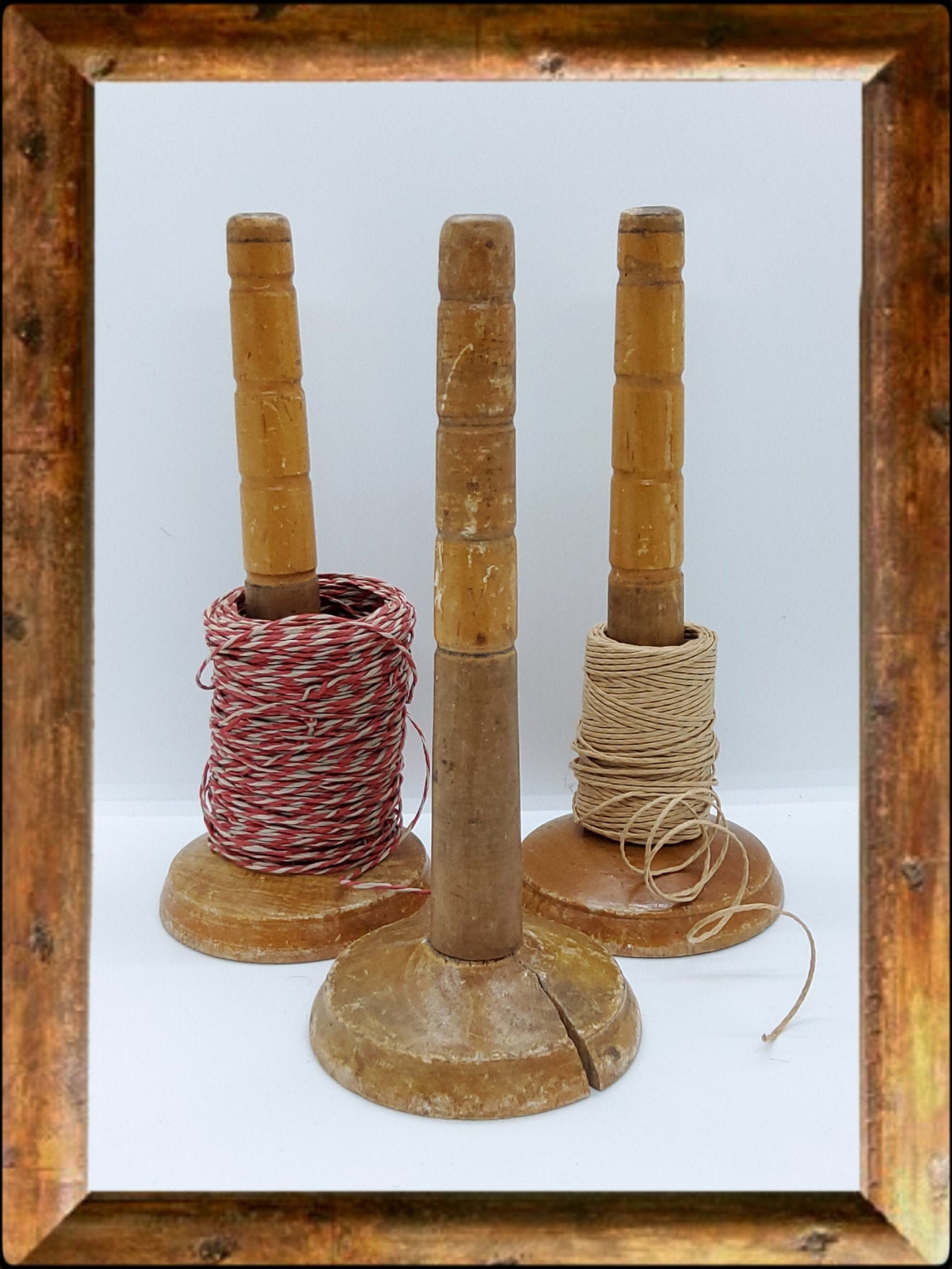 Vintage Wooden Yarn or String Holder Stands a Set of Three Etsy UK