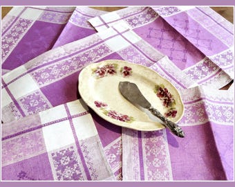 Vintage Finnish linen six lilac napkins or placemats