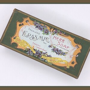 Tekturowe pudełko na mydło ziołowe w stylu Art Nouveau British Erasmic