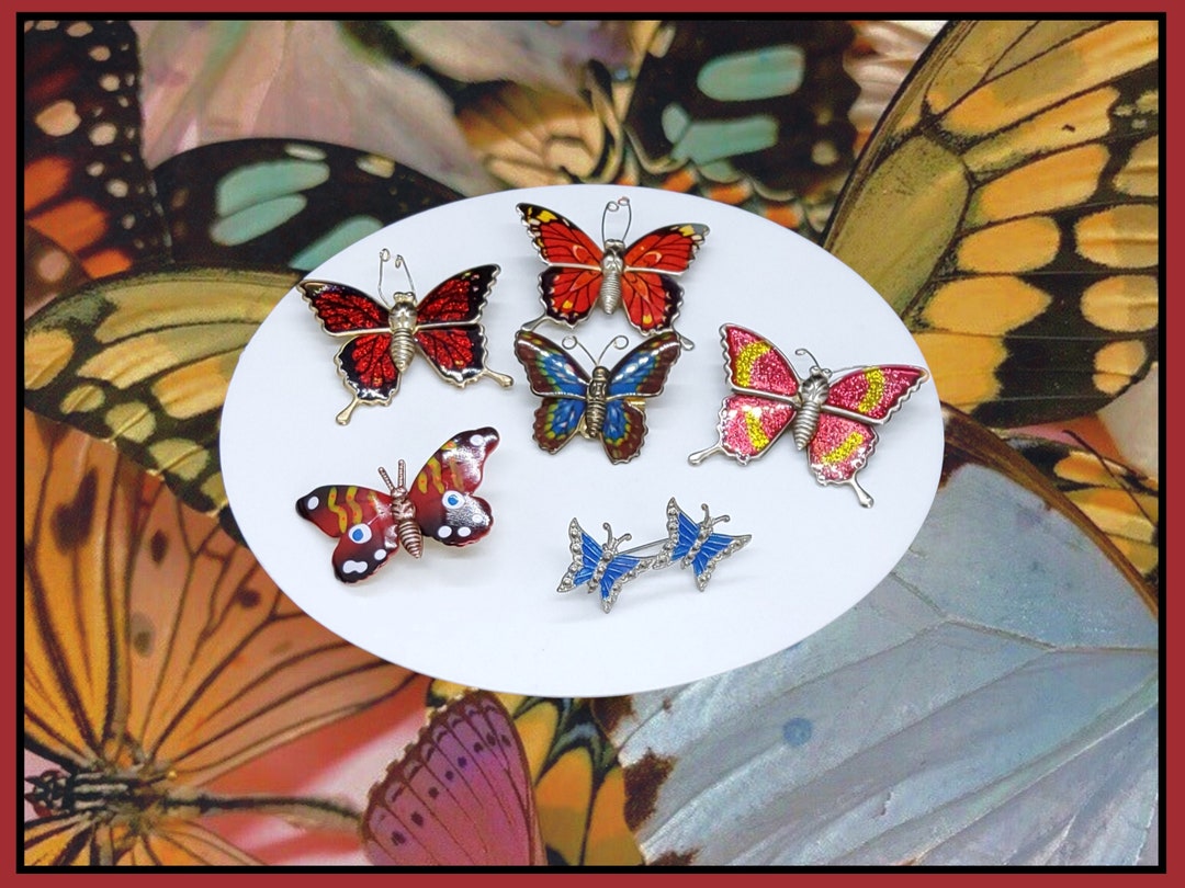 Épingle De Revers Ancienne Insecte Papillon - Métal/étain Tons Marron - Collection Vintage