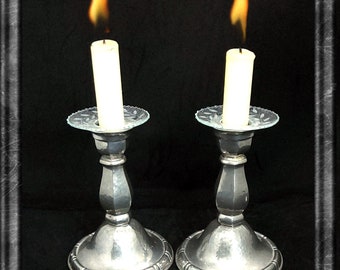 Dänische Zinn Kerzenhalter, Paar