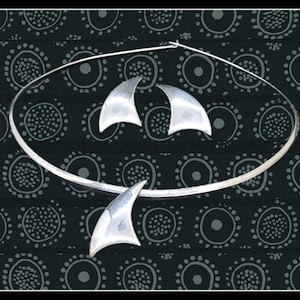 Vintage Finnish Aarikka Sterling silver choker necklace and earrings