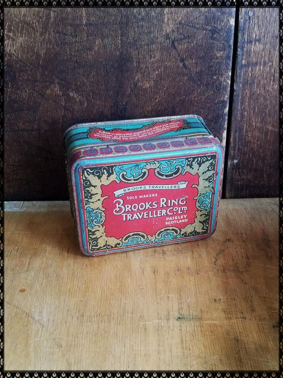 Vintage Brooks Ring Traveller co Ltd tin, Paisley Scotland