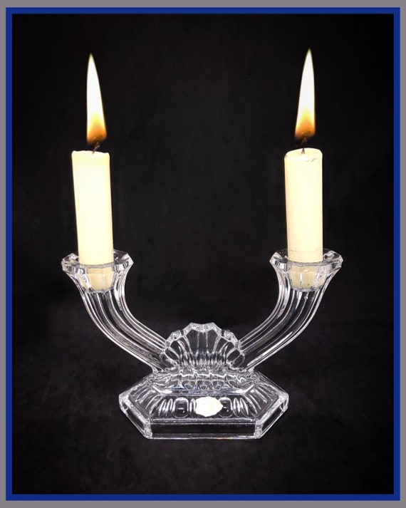 Vintage EB Iserkristall Cut Crystal Candle Holder or Candlestick 