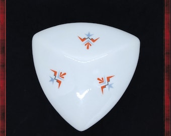 Vintage Art Deco white porcelain triangular trinket box