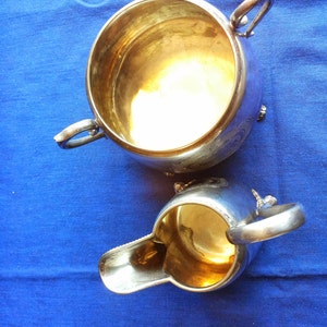 Antiker schwedischer versilberter Milchkännchen und Zuckerbehälter aus dem späten 1800's Bild 5