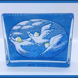 Vintage Finnish Arabia/ Heljä Liukko-Sundström big Angels glass paperweight