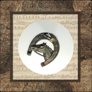 Vintage horse lucky horseshoe metal ball point pen holder