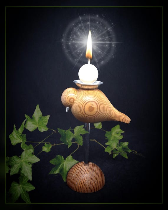 ヴィンテージ Aarikka フィンランド木製自立型鳥キャンドル ホルダー