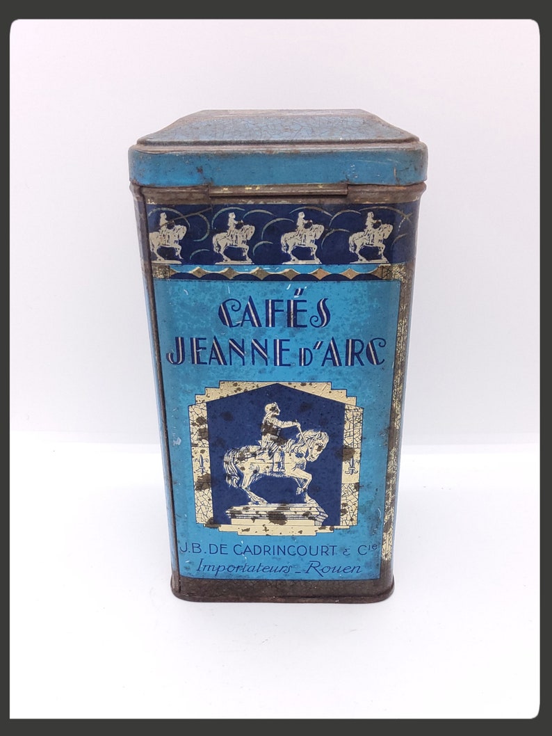 Antique French J.B. De Cadrincourt Cafés Jeanne d'arc advertising tin image 6