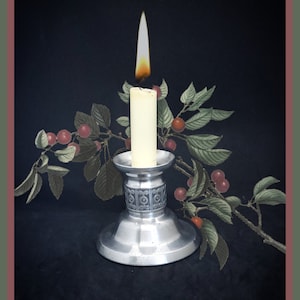 Vintage Norwegian Haugrud pewter candle holder