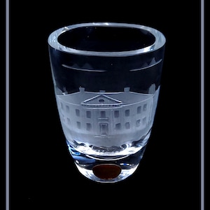 Vintage Swedish Orrefors etched small crystal glass vase