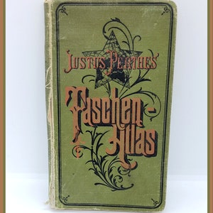 Libro de mapas Taschen-Atlas de Justus Perthes alemán antiguo