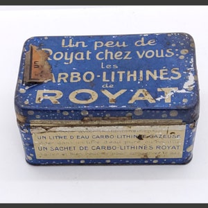 Antique French Carbo-lithine Royat apothecary pharmacy tin box