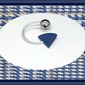 Vintage Aarikka Finland wooden blue and silver brooch pin