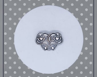 Vintage silverplated embossed Art Nouveau  brooch pin