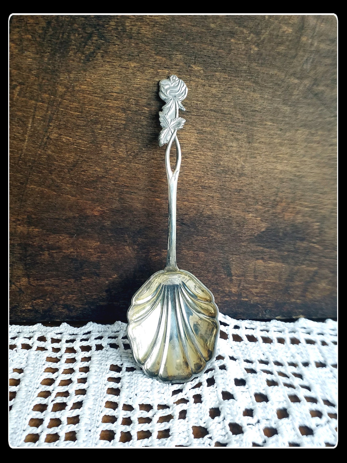 Vintage Finnish silverplated big rose jam serving spoon Etsy