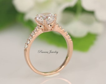 2 Carat Round Cut Solitaire Ring - Engagement Ring 6 prongs - Promise Ring - Bridal Ring - Wedding Ring - Rose Gold Plated - Sterling Silver