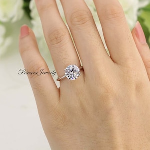 3ct Classic Round Solitaire engagement ring , 3ct Solitaire Ring, 4 Prong Round Wedding Ring, Bridal Ring, Promise Ring, Sterling Silver image 1