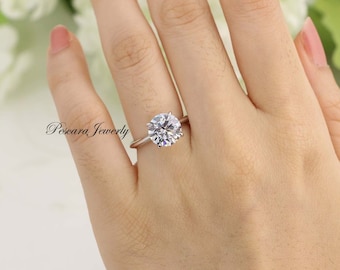 3ct Classic Round Solitaire engagement ring , 3ct Solitaire Ring, 4 Prong Round Wedding Ring, Bridal Ring, Promise Ring, Sterling Silver