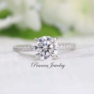 2ct Classic Solitaire Engagement Ring, 4 Prong Wedding Ring, Promise Ring, Bridal Ring, Sterling Silver