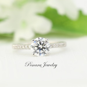 1.2 ctw  Round Solitaire Engagement Ring, 4 prongs ring, 1ct round Cut Wedding Ring, Round Promise ring, small ring