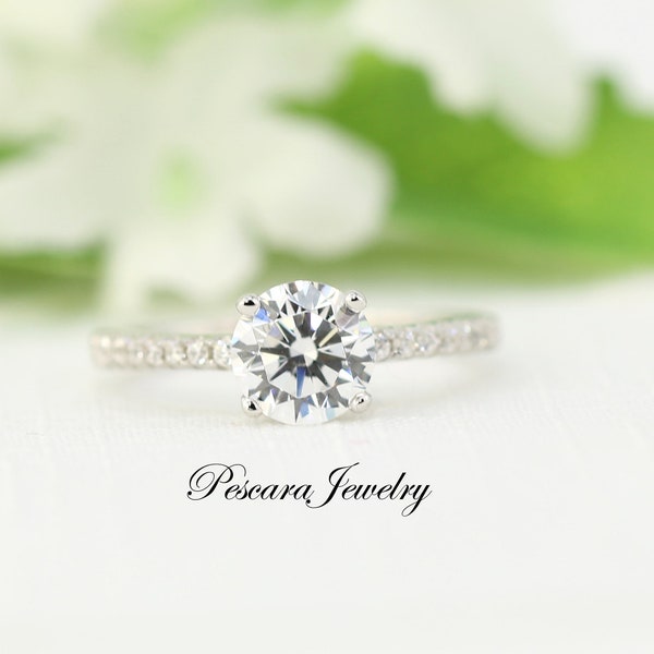 1.2 ctw  Round Solitaire Engagement Ring, 4 prongs ring, 1ct round Cut Wedding Ring, Round Promise ring, small ring