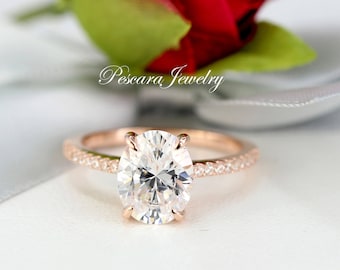 3.26ctw  Rose Gold Oval Engagement Ring, 3 Carat Oval Ring, 3ct Promise Ring, Bridal Ring, 3ct CZ Oval Engagement Ring, Sterling Silver