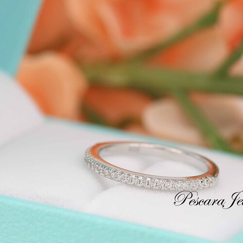 Matching Band Half Eternity Band Wedding Band Thin CZ Ring Etsy