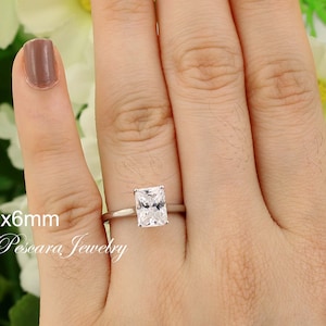 1.5 Carat  Radiant Solitaire Ring, CZ Radiant Cut Engagement Ring, Diamond Simulants Radiant Cut Promise Ring, Wedding Ring, Anniversary