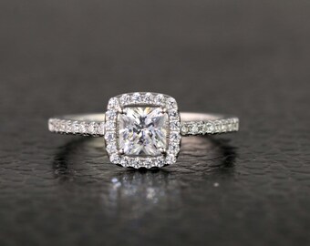 3 4ct 5mm Center Halo Engagement Ring Wedding Ring Set Etsy