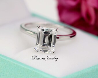 Emerald cut Black Rdutilated engagement ring vintage CZ diamond Cluster Rose gold engagement  Bridal anniversary gift for women.gift for her