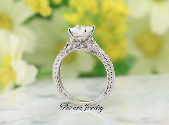 Princess Cut Engagement Ring, Princess Cut Art Deco