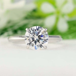 3ct Classic Round Solitaire engagement ring , 3ct Solitaire Ring, 4 Prong Round Wedding Ring, Bridal Ring, Promise Ring, Sterling Silver image 5