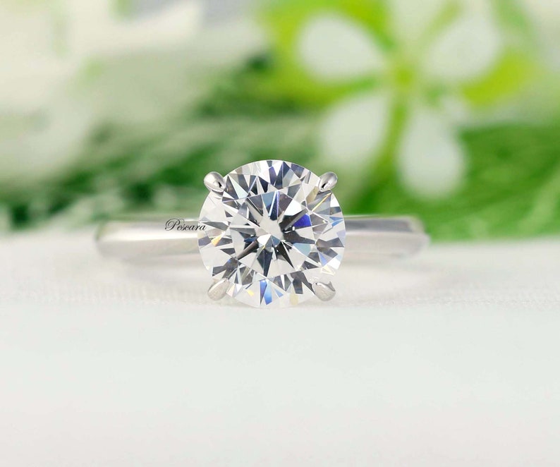 3ct Classic Round Solitaire engagement ring , 3ct Solitaire Ring, 4 Prong Round Wedding Ring, Bridal Ring, Promise Ring, Sterling Silver image 5