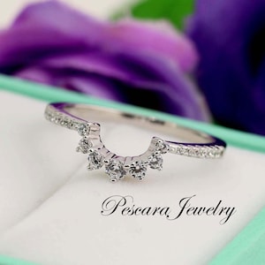 Curve wedding band, Sterling Silver CZ curve band, CZ wedding band, matching band, cubic zirconia ring, Sterling Silver