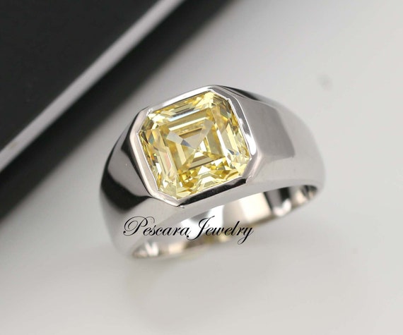 Mens canary diamond ring deals