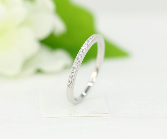 1.7mm Half Eternity Band, Engagement Ring, Wedding Band, Silver