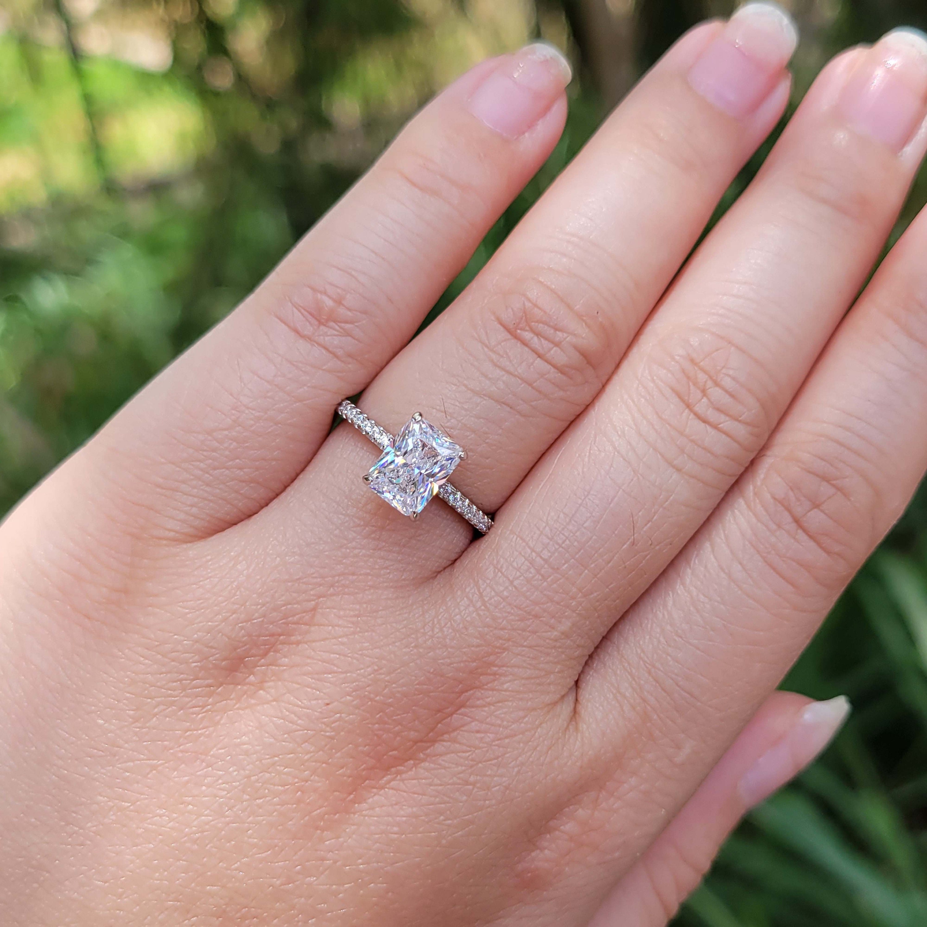 8 6 Radiant Cut Engagement Ring 1.5ct Radiant Solitaire Etsy