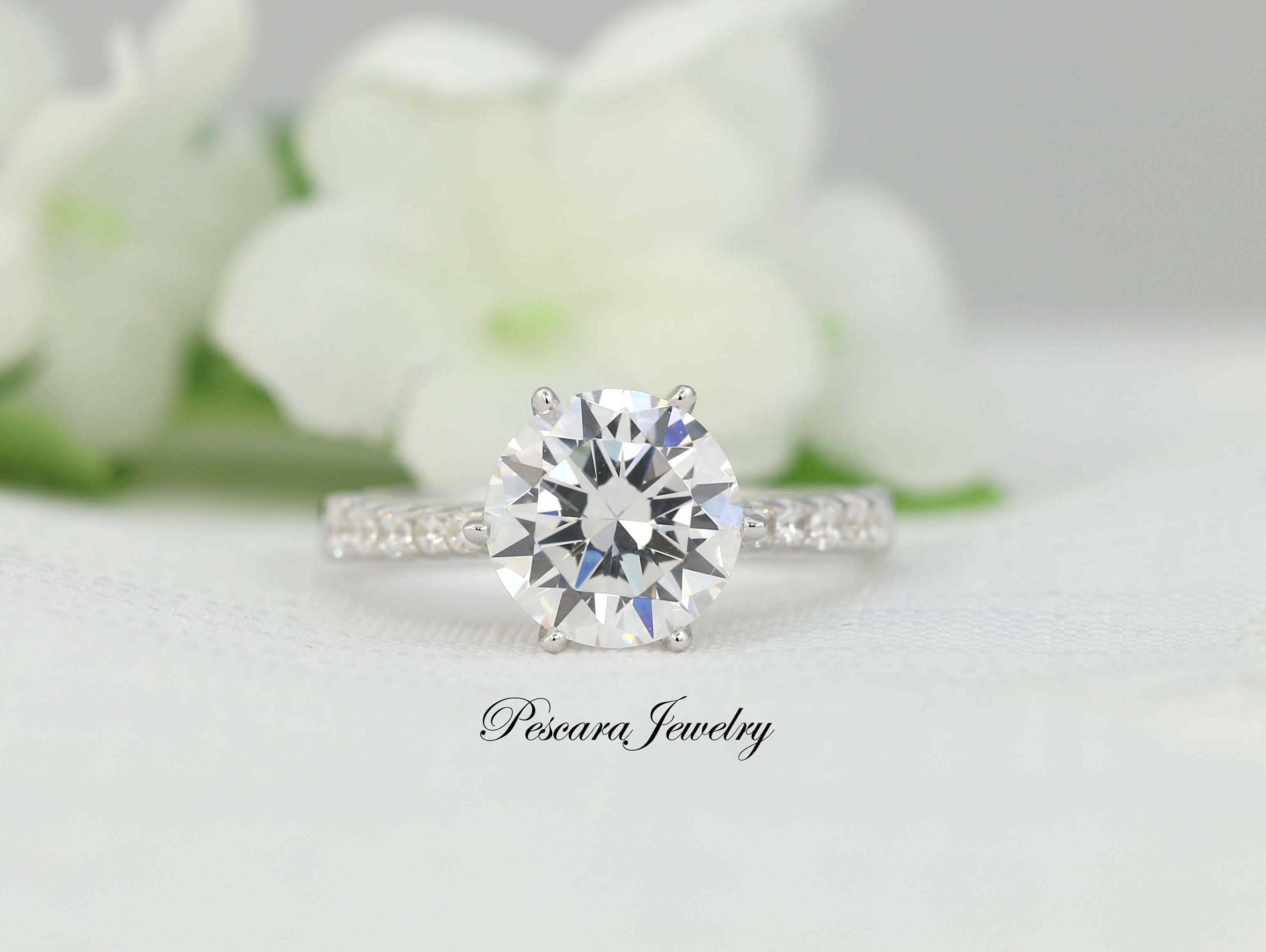 Anello Solitario Rotondo Da 3 Carati, Anello Di Fidanzamento, Anello Di Promessa - 6 Punte - Diamante Stimolante CZ - Argento Sterling - Italia - Foto 9