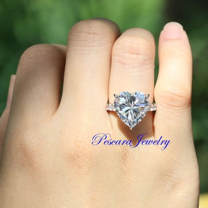 10 ctw (14mm) Heart Shape Engagement Ring, Heart shaped Ring, Heart wedding ring, Heart Solitiare Ring, Diamond Stimulant CZ Ring