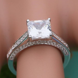 2.06 ctw (7mm) Princess Cut Engagement Ring - Solitaire Engagement Ring, Princess Promise Ring, Wedding Ring, Diamond Simulant CZ ring
