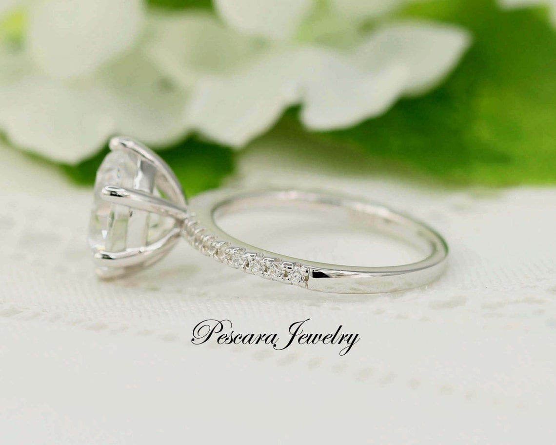 3.2ctw Round Cut Engagement Ring 6 Prongs Round Cut Ring Etsy