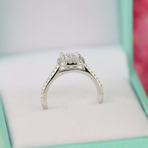 1.3 ct.tw Cushion Cut Ring Sterling Silver Ring Engagement Ring Cubic Zirconia Ring Halo Engagement Ring Promise ring size 3.511 image 3