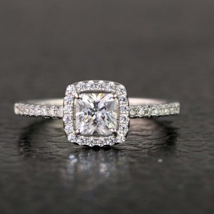 3/4ctw Princess cut Engagement Ring, Princess Halo Ring, Small Ring, Promise Ring, small ring (size 3.5~9)