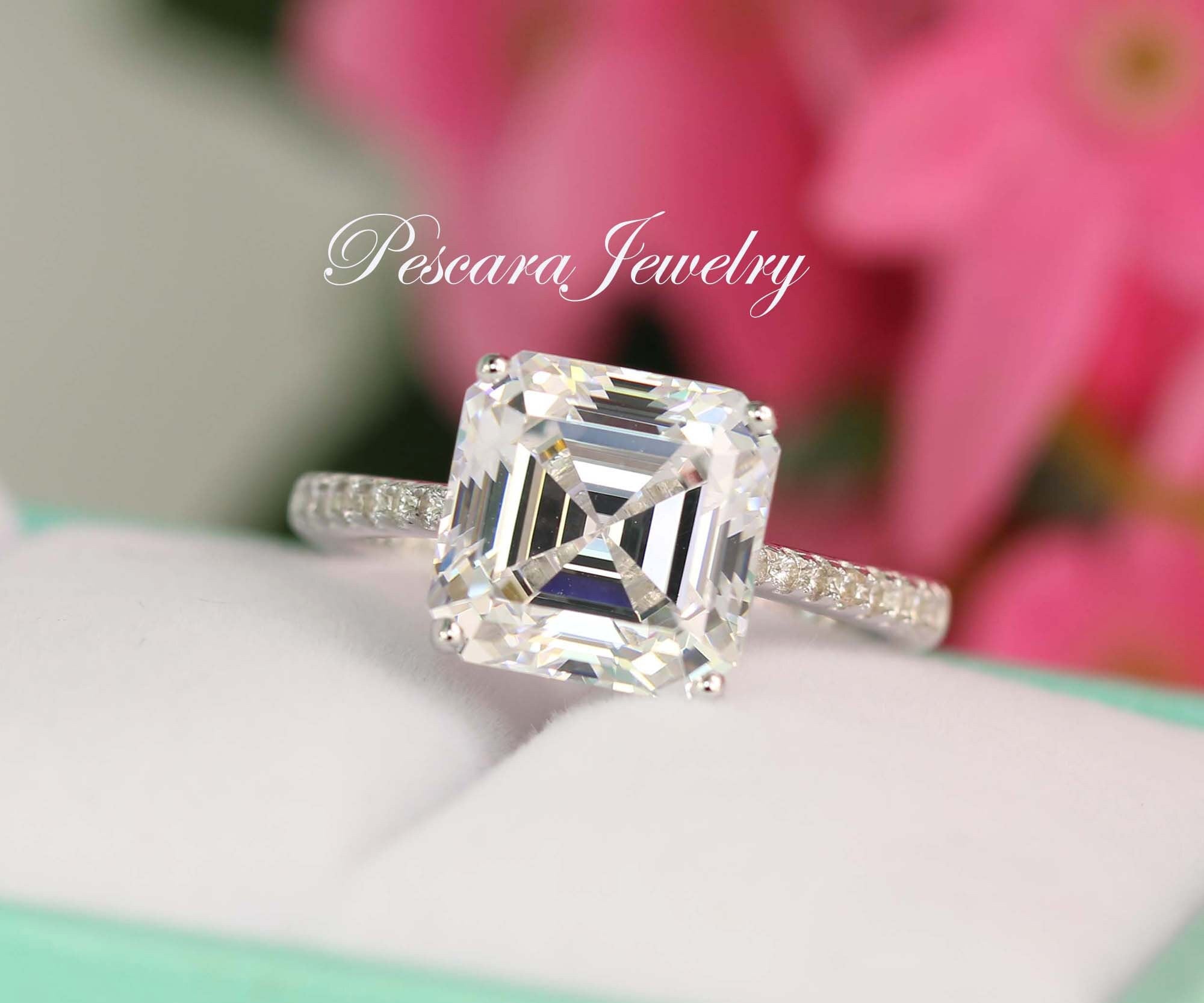 Flawless Sterling Asscher Solitaire Ring